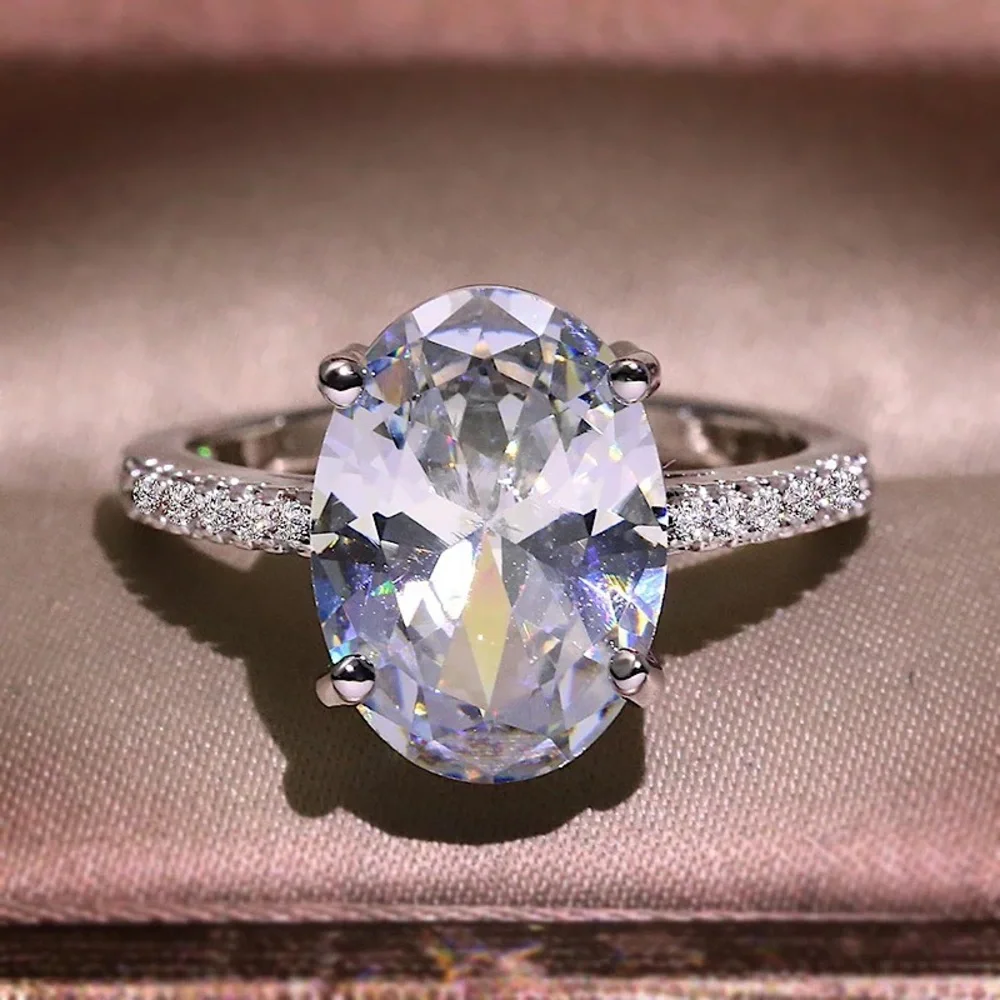 New 925 Oval 6 Ct Zircon Ring - Picture 3 of 7